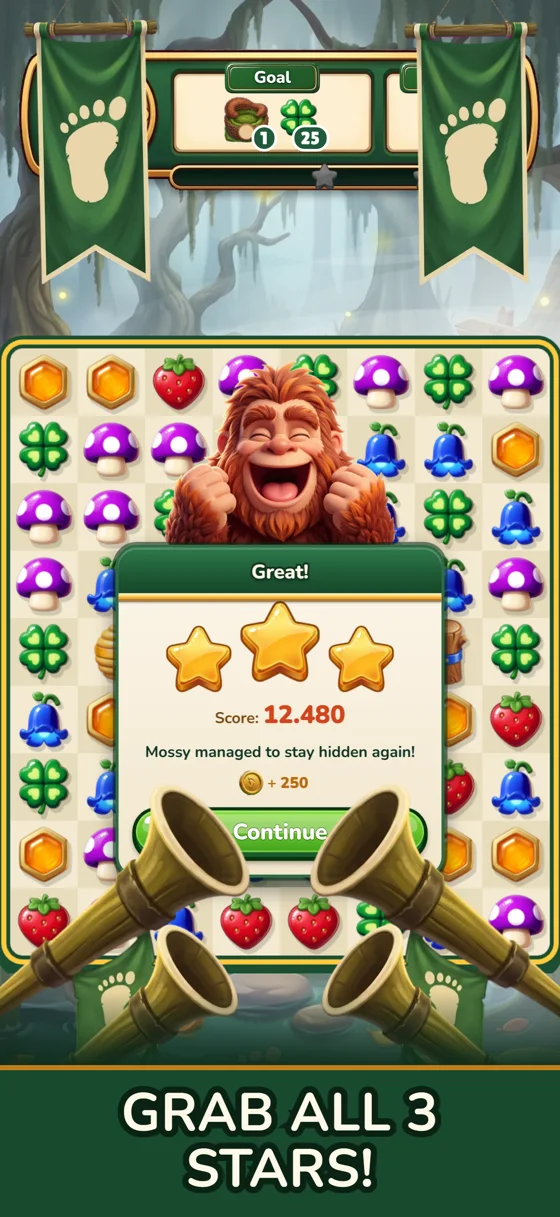 Matchquatch level with fruit on the board